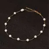 Collana di perle simulate Collana di perle intere di alta qualità anti-allergia color oro intero Collana con perle intere2027