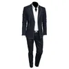 Men's Suits & Blazers 50% Wool Mens Set Young Man Business Men Wear Wedding Groom Dress Deep Blue Fashion Blazer Pant Sets High Quality Mate