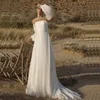 Boho Beaded Wedding Dress 2022 Romantic Long Sleeve A-Line Court Train Bridal Gown Princess Vestido De Novia