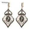 Chandelador Dangle WBMQDA 2022 Brincos de noiva de cristal cinza para mulheres Antigo Partido de Luxúria de Luxúria Drop Jóias Vintage Dale22