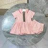 Flickor039 rosa sommar kortärmad klänning klassisk randdesign liten underkläder twopiece högkvalitet kjol barn039 bär 4242899
