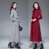 Kobiety zimowe płaszcze jesień i zimowy klasyczny stały pasek kolorowy duży rozmiar płaszcz wełniany szczupły, cienki, długi płaszcz włosów żeńska 201215