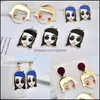 Charms Jewelry Findings Components Est 30Pcs/Lot Oil Drop Alloy Pendant Diy Fashoin Beauty Girl Head Earring Ornament Accessorycharms Deli