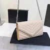 Echt lederen tas wordt geleverd met WOC-kettinghandtas Damesluxe Modeontwerpers Tassen Vrouwelijke clutch Klassieke meisjeshandtassen van hoge kwaliteit