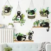 Black Cat Hanging Basket Wall Stickers for Living room Bedroom Kitchen Decor Wardrobe Tile DIY Decorative Decals Art Murals 220607