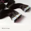 Fita adesiva de onda corporal de cor natural em extensões de cabelo humano remy mulheres negras