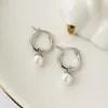 Hoop Huggie 1Pair 18K Gold 135mm Söt Real925 Sterling Silver Shell Pearl Loop Circle Earring Earbone Fiercied Charms CF28297166923