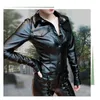 2022 autumn PU Shirt Women Solid Faux Leather Shirt Blouse Vintage Button Tops Office Ladies Blusas Female Camiseta L220801