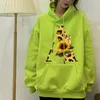 Мужские толстовка толстовок леопардовой подсолнух Harajuku 26 Алфавит Японский зеленый капюшона Топ Винтажная Женщина Пуловая одежда Sudaderas