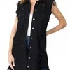 RETAIL Plus Size Designer Women Denim Vests Jeans Coat Sexy Sleeveless Single-Breasted Waistcoat With Tassels