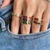 10 pièces 2021 mode dernière conception plaqué or bijoux coloré Zircon personnalité Chic anneaux réglables pour les femmes