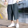 Homens harajuku harém calças mensagens de linho de algodão de verão calças masculino machado estilo chinês estilo calma 220704