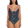 Kadın Mayo Çiçek Sırası Tek Parça Mayo Yüksek Kaliteli Baskılı Push Up Up Monokini Yaz Mayoları Çiçekler Desen Bahar Bloomwomen's