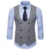 Men's Vests Arrival Clothes Classic Formal Business Slim Fit Chain Vest Suit Plaid Print Male Tuxedo Waistcoat Men Coat