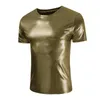 Men's T Shirts Men's T-Shirts Summer Solid Color Shiny Shirt For Men Casual Oversized Short Sleeve O-neck Clothes Streetwear Hip Hop