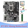 マザーボードマイニングマザーボードLGA1155 8 GPU PCI-E 1X 16X DDR3 8GB 1600MHz RAMランダムCPU 6PINからデュアル8ピンケーブルSATA CABLEMOTHERBOARDS MO