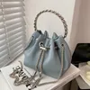 Вечерние сумки Pearl Bucket Designer Summer Handmade Beach Ladies Handbag Fashion Silver Bead Симпатичные кошельки и сумки для женщинEvening