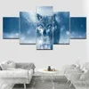 Abstract Lonely Wolf 5 Piece No Framed Canvas Picture Print Wall Art Canvas Painting Wall Decor for Living Room