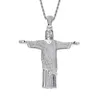 Collane con ciondolo Hip Hop Micro Pave Cubic Zirconia Bling Out Brasile Monte Cristo Corcovado Grande JESUS Collana con pendenti per uomo Rapper Gioiello