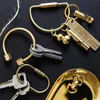 Keychains 1pc mässing Keychain Portable Unique DIY Craft Tools Whistle Ruler Key Ring hängsmycken Tillbehör