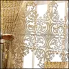 Europese luxe donker gouden geborduurd TLE gordijn jacquard pure panel voor woonkamer slaapkamer Royal Home Decor ZH431 # 4 210712 Drop delive
