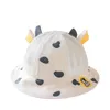 قبعة دلو شبكية طفل صيف كاريكاتير لطيف أبقار قرن حديثي الولادة UV حماية الغطاء في الهواء الطلق شاطئ الأطفال طفل طفل