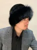 Men039s Real Mink Fur Hat Winter Warm Bucket Hat Fox Brim Outdoor Ski Cap7412819