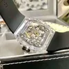 Luxury Mens Mechanics Watch Richa Milles Men's Automatic Mechanical Watch Personlighet Fashion Transparent Crystal Hollow Tape Tide Wine Sdqjx