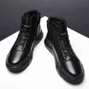 Boots Ankle Black Pu Leather Men Shoes Autumn Winter Comfortable High-top Casual 2022 Fashion Leahter Platform Man 220805