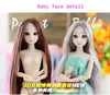 30 cm BJD Doll 20 Moveerable gewrichten schattig mooie mooie medium lange pruik universele spier naakt 3d ogen realistische jurk girl diy speelgoed 220525