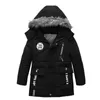 2022 Nieuwe Winter Keep Warm Boys Jacket Long Style Fur Collar Fleece Dikke Hooded Outerwear Jacket voor kinderen Kinderen Windscheper J220718