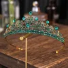 jóias de cabelo vintage verde de cristal preto barroco tiara bandeira shinestone diadema coroa de noiva para mulheres casamentos de baile