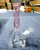 14-Zoll-Wasserbecher aus rosa/dunkelgrünem Glas für Wasserpfeifen, Wasserrecycler-Bong mit Schalen und 18-mm-Rauchrohren mit weiblichem Downstem