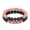 Olie diffuse natuursteen kraal strengen armbandkenloze stalen stalen kraal elastische armbanden polsbandje voor mannen vrouwen mode Jewlery cadeau