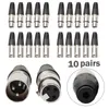 Andra belysningstillbehör 10Pair XLR 3pin Female Mic Jack Plug Audio Micropon Cable Connector Black Connectors Adapter DropOrot