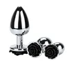 Stainless Steel Anal Plugs Anal Sex Toys for Women & Men Rose Shape Jewelled Butt Plug