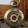 Montres de poche URSS Badges soviétiques Faucille Marteau Style Montre CCCP Russie Emblème Logo Communiste Couverture Horloge en Relief avec Accessoire Étoile Thun2