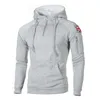 Automne Zipper Décolleté Sweats à capuche Polaire à manches longues Sweats à capuche pour hommes Autocollant Poche Hiver Warmer Running Sportswear 3XL 220325