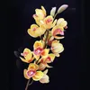 Dekoracyjne kwiaty wieńce 4pcs Faux cymbidium kwiat gałąź 15 głów