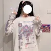 Kvinnors tshirt japanska twodimensionella vintage shortsleeved kvinnor lös falska två axlar ins harajuku stil salt topp 230206