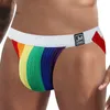 2 stuks ondergoed mannen jockstrap sexy lingerie thongs tanga slipje gym riem korte, sissy gay onderbroek regenboog witte mesh 220328