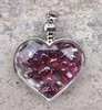 Hangende kettingen Garnet Chips Glazen hartfles zilver gewikkeld 38x30x14 mmpendant halsblaasspangedant