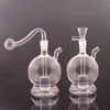 10mm Female Mini Glass Hookah Bongs Smoking Pipe with Thick Oil Burner Pipe Recycler Dab Rigs Inline Matrx Ashcatcher Bowl and Hose 2styles