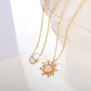 Chains Boho Pink Opal Sun Necklaces For Women Dainty And Moon Pendant Two-layer Chain Jewelry Fashion Celestial Collier Femme BFFChains Chai