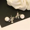 Lampadario penzolante Temperamento coreano Orecchini di perle con fiocco in zircone semplice Orecchini gioielli da donna in argento S925 anallergicoCiondola