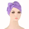 Fashion Bow Knot Wrap Turban Hats Beanies Ramadan Nya muslimska kvinnors fasta färg Hijabs Pleated Cap Party Bonnet Headwear