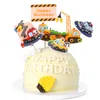 Otros suministros festivos para fiestas 1 Juego de tema de coche infantil Feliz cumpleaños barco avión pastel Topper niños favores decorar con palos Baby Shower