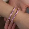 Earrings & Necklace Fashion Engagement Wedding Band Jewelry Rose Gold Pink Cz Tennis Chain High Quality Pinky Women Bracelet Ring 248V
