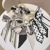 Fashion Korea Long Ribbon Pearls Hair Bands Headbands Bow Hair Scrunchies For Women Girls Summer Floral Print Pontail Ties Hairs Accessories