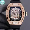 Mecânica de Luxury Mechanics Watch Richa Milles Skull Watch Men's Men Multifuncional Hollow Out Mechanical R Women's RM011